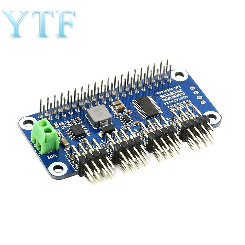 

Servo Drive Board Expansion Module Support 16-Way Servo I2C Interface Curved Pin for Raspberry Pi