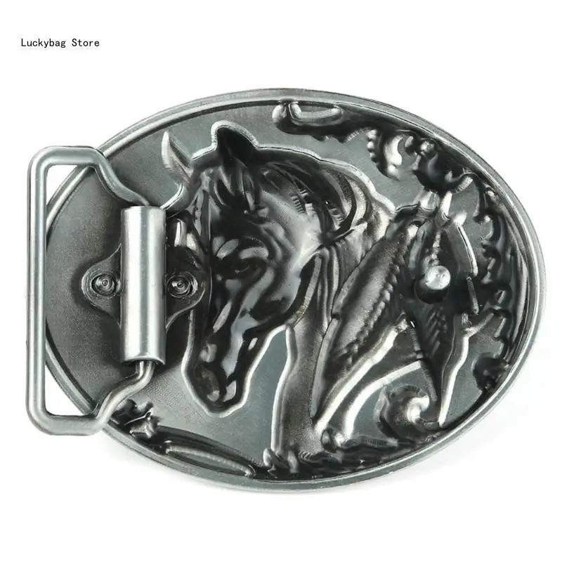 Западная гравировка пряжка для ремня серебряный цвет рельефная лошади подарок