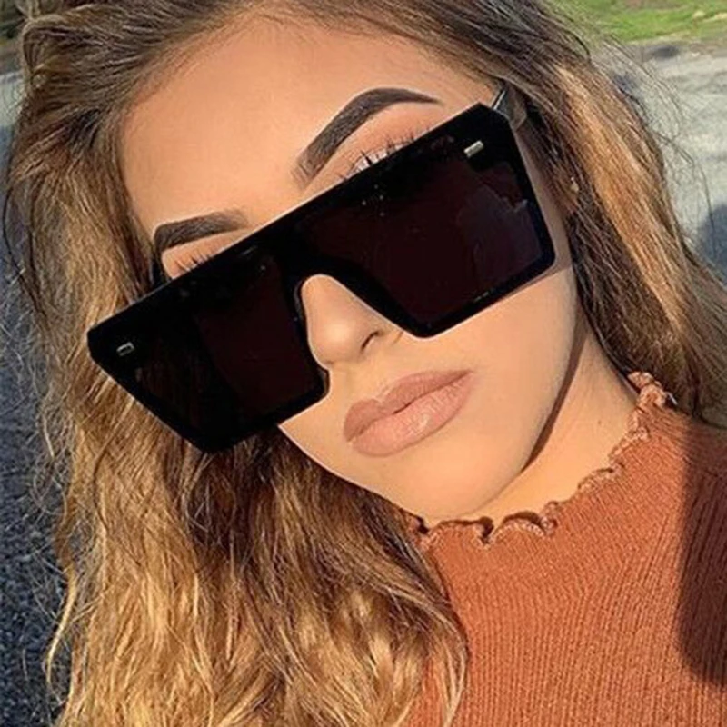 

New Oversized Shades Sunglasses Fashion Gradient Square Big Frame Vintage Retro Glasses Female Unisex Anti-glare UV400 Eyewear