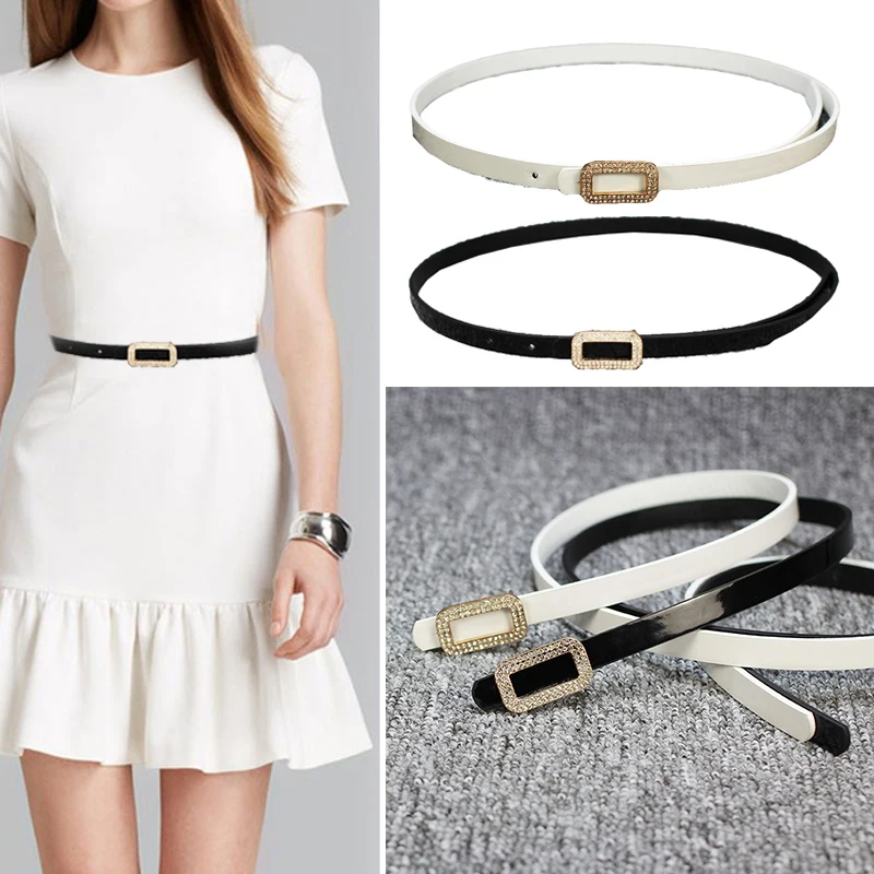 Faux Leather Women Belt Fashion Waist Belt Female PU Leather Metal Buckle For Ladies Leisure Thin Waistband For Dress Jeans New