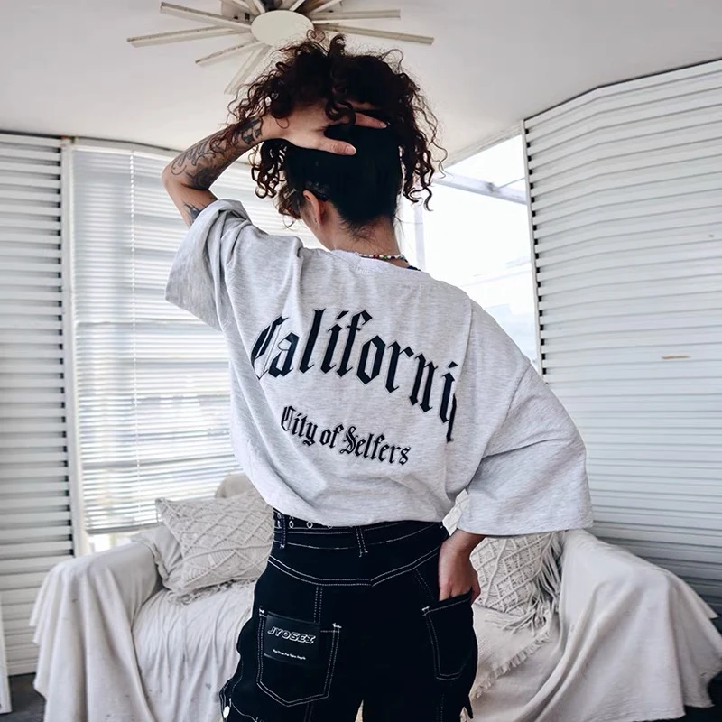 Футболка ASKYURSELF для мужчин и женщин Свободный Топ с надписью коротким рукавом