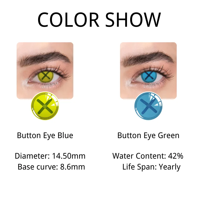 fresh lady official color contact lenses button eye halloween lens yearly 1pair colored soft beauty makeup pupils with container free global shipping