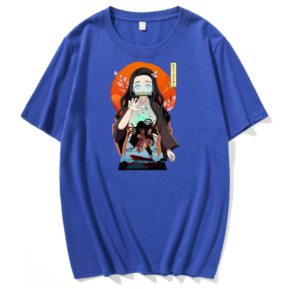 

Японские футболки Kimetsu No Yaiba для мужчин, аниме, рассекающий демонов, графическая футболка для женщин и мужчин, Kawaii Tanjirou Kamado, топы унисекс, боль...