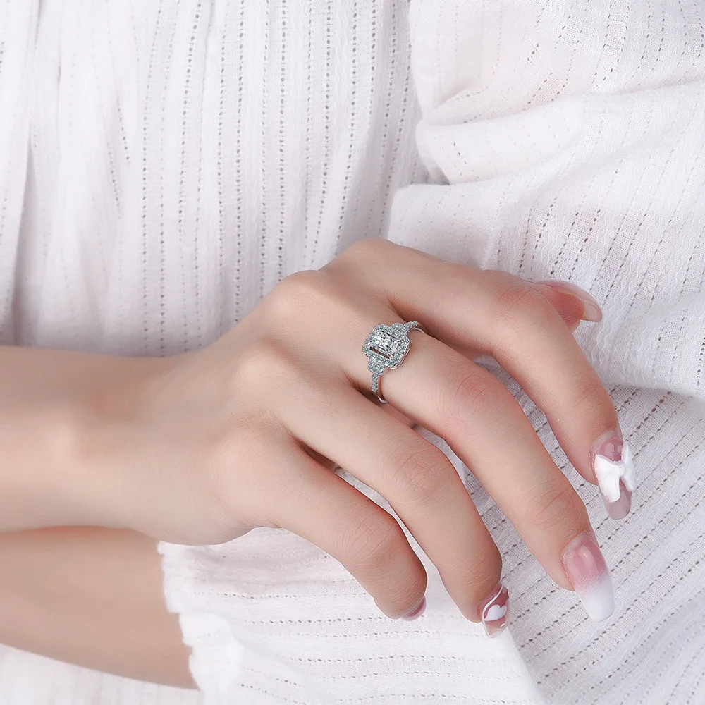 

Кольцо из настоящего серебра 925 пробы с муассанитом 2 карата для унисекс