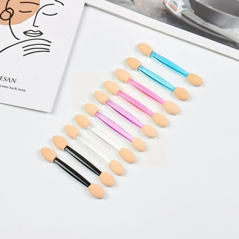 

10pcs Sponge Eye Shadow Brush 7.5cm6.5 Flat Rod Two-color Swabs 10 Shadow Bush Eye Color Double- Bag Cotton Brush Makeu X9s9