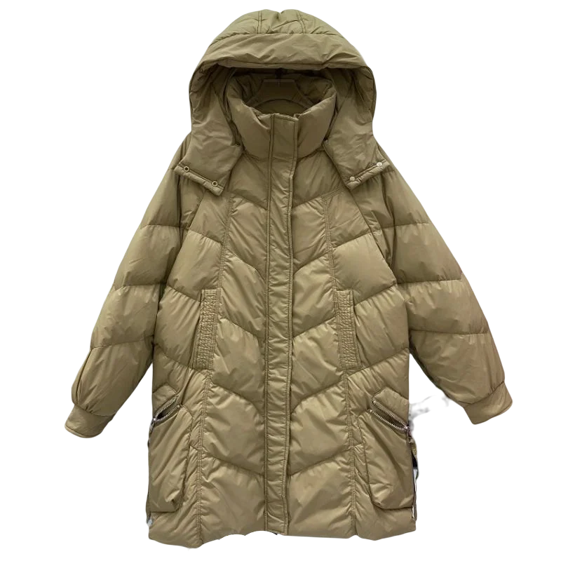 Winter New Hooded Down Jacket Thick Women Long Sleeve Warm Down Coat מעילים לנשים Bayan Kışlık Mont Modelleri Bayan Mont H821