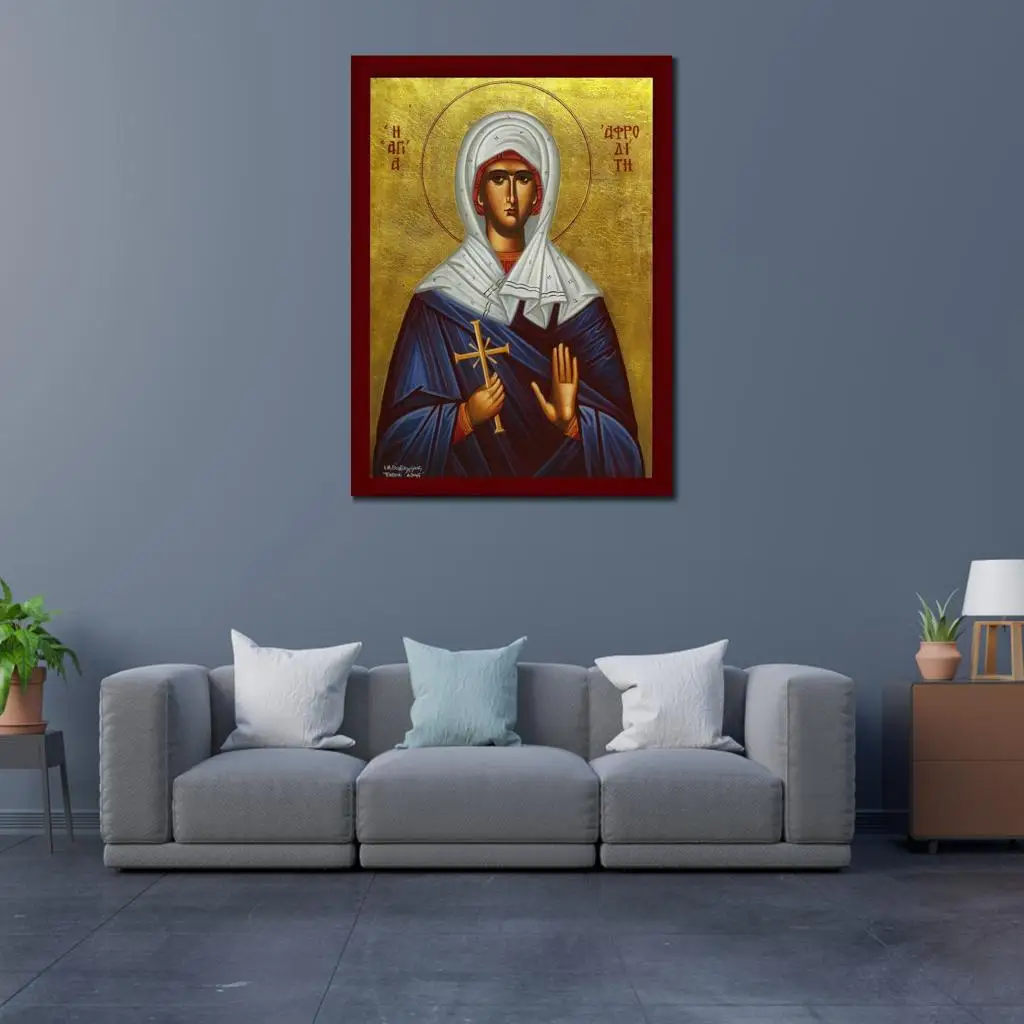 Картина на холсте в виде иконы Святой Афродита настенное художественное