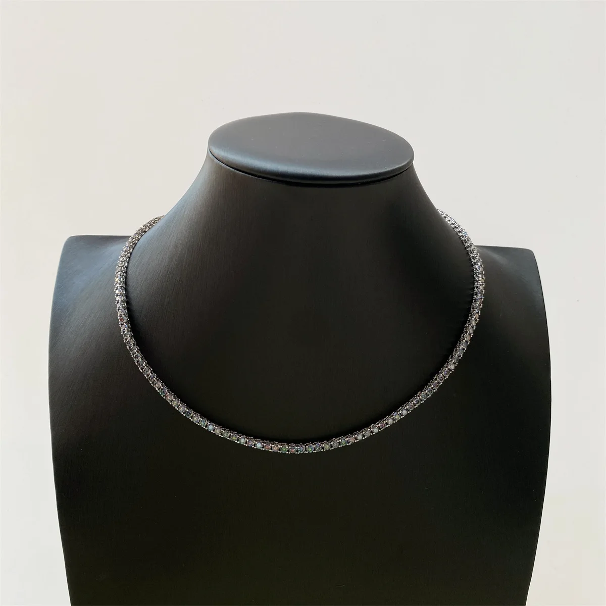 4mm Blue Moissanite Tennis Necklaces S925 Silver Tennis Chain Choker for Women Men Real Diamond Pass Tester With GRA Free Shippi