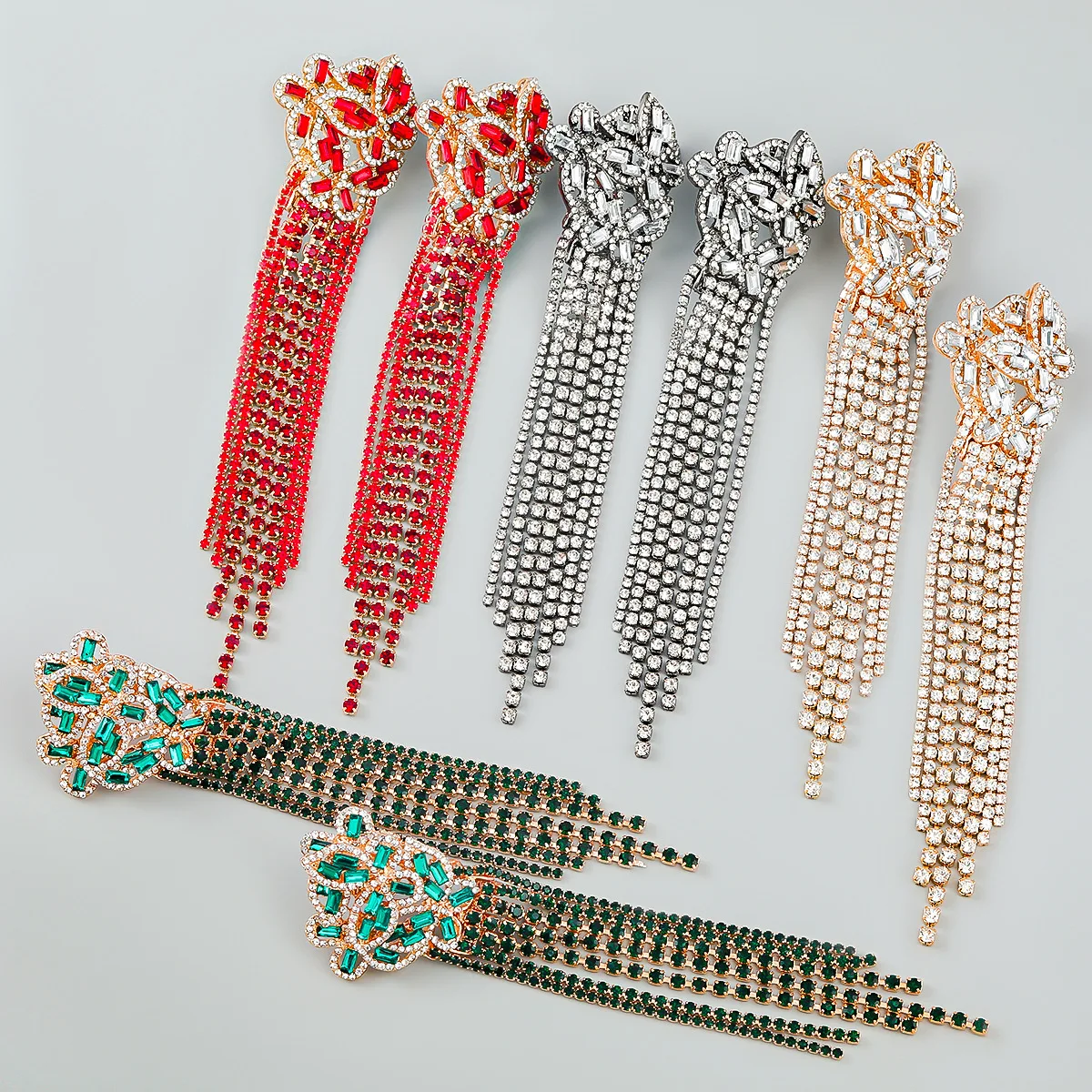 

New Shiny Rhinestone Tassel Claw Chain Dangle Women's Earrings Dinner Party Wedding Accessories Fashion Luxury Statement Jewelry