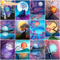 chenistory moon diy painting by numbers kit on canvas picture paint by numbers landscape set wall art crafts for home decor
