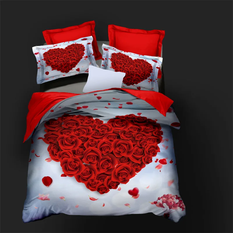 

High Quality Couple Youth Quilt Cover Pillowcase Double Bed 3d Digital Printing Three-piece Set