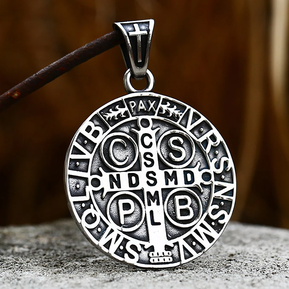 Винтажное ожерелье с подвеской в стиле панк Сан-Бенито из нержавеющей стали