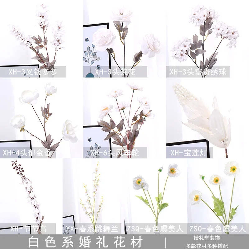 

10 Bouquet Artificial Peony Hydrangea Family White Wedding Party Birthday New Year Valentine Flower Decoration Guide Flower
