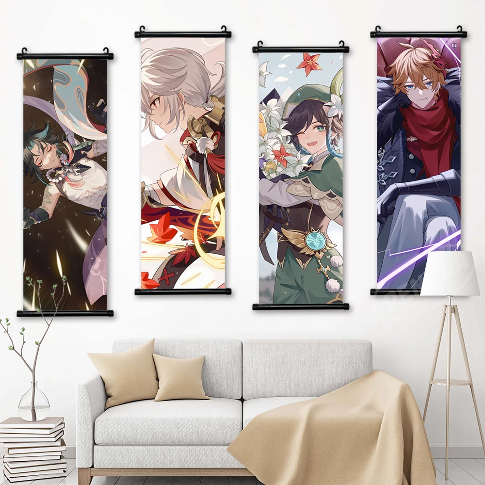 

Wall Artwork Genshin Impact Canvas Game Pictures Barbatos Painting Print Kaedehara Kazuha Poster Hanging Scrolls Xiao Home Decor