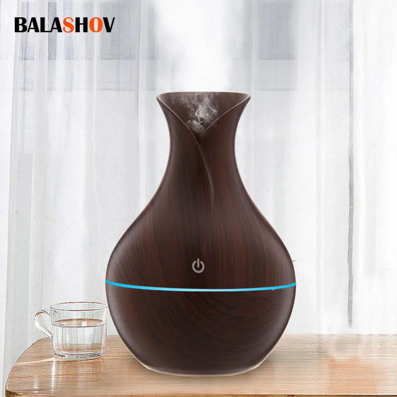 

Wood Grain Air Humidifier Seven Colors Noctilucent Aromatherapy Mini Noiseless Machine Car Household Portable Vase Air Purifier