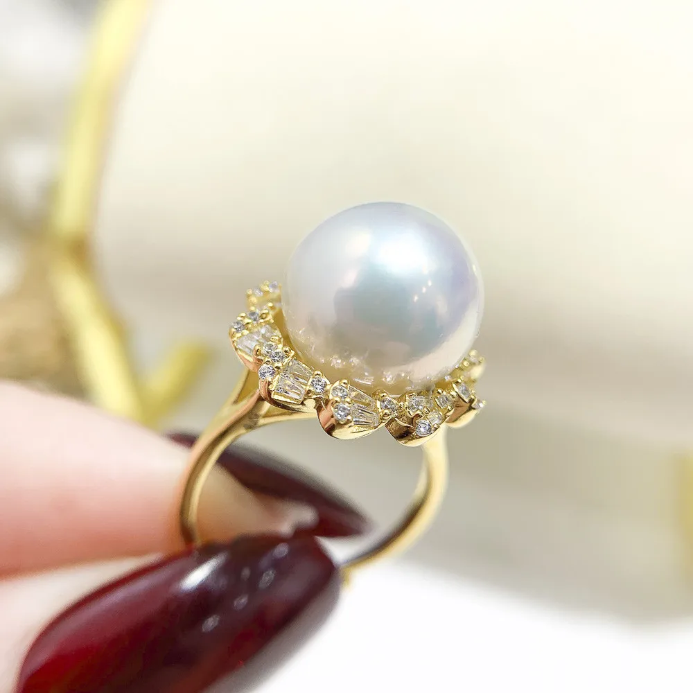 

Жемчужные маленькие аксессуары «сделай сам», ювелирные изделия из стерлингового серебра 925 пробы, Золотое кольцо, пустые бусины размером 11-13 мм