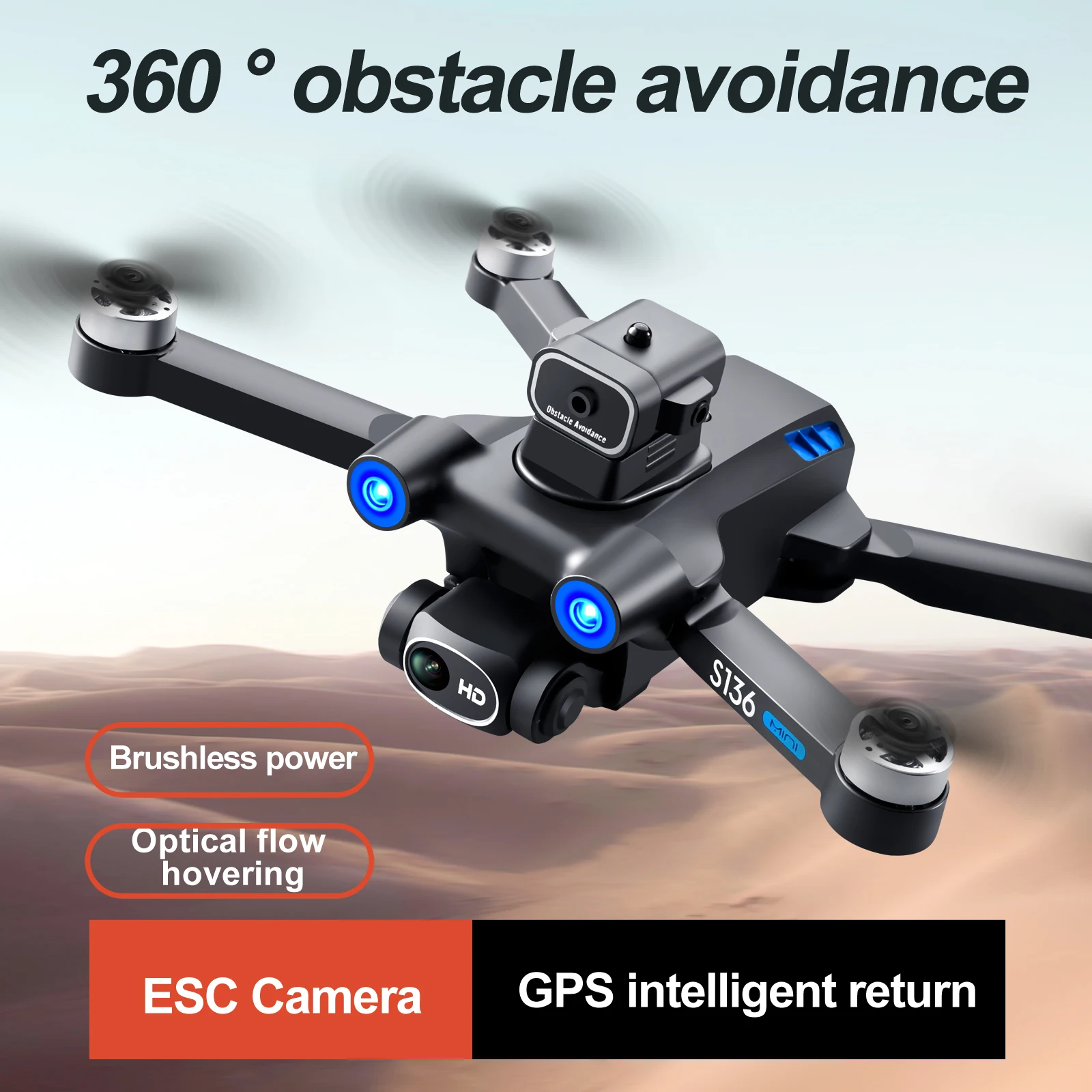 

Diclan Drone 5G GPS HD Dual-Camera Aerial Photography Obstacle Avoidance Optical Flow Localization Brushless Motor Quadcopter