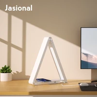jasional wireless charging led desk lamp with 2 usb ports dimmable office bedside room decor triangle night light