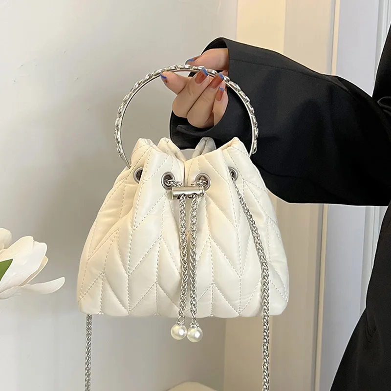 

Fashion PU Leather Small Bucket Shoulder Bags for Women Chain Crossbody Bag 2022 High quality Handbags and Purses Lady Cute Tote