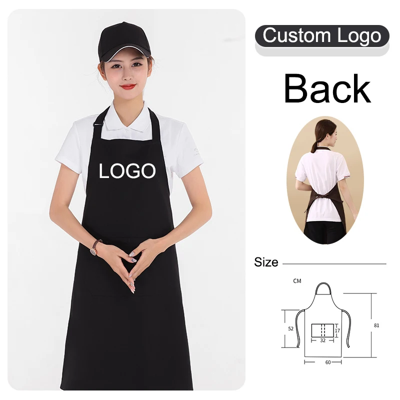

100% Cotton Logo Custom Kitchen Apron Waterproof Waitress Server Apron For Hair Stylist Restaurant Chef Gift Personalized Design
