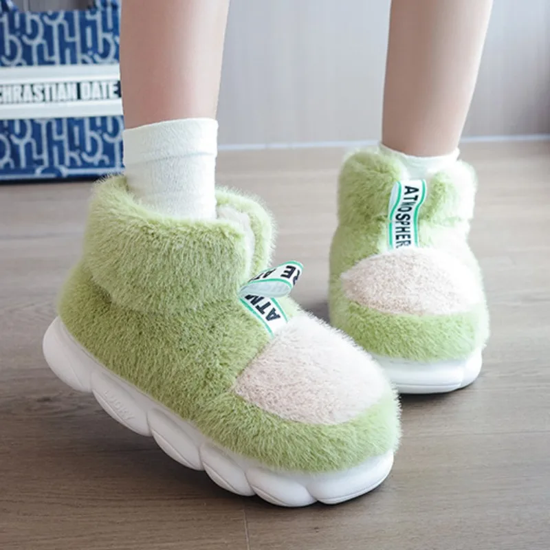 

Warm Furry Women's Ankle Boots Winter Plush Ladies Cotton Shoes Thick Heels Outdoor Non-slip Platform Soft Unisex Snow Boot