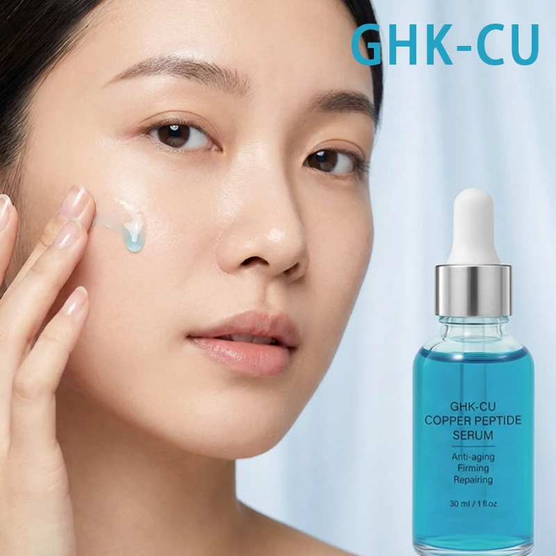 Фото Сыворотка с пептидами меди Ghk-cu 30 мл: Восстанавливающая эссенция для лица, глубоко увлажняющая, питательная, для ежедневного ухода за кожей, крем для лица №3