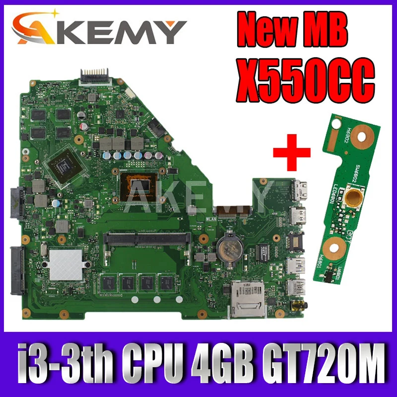 

Материнская плата Akemy X550CC i3-3 ЦП 4 Гб GT720M 2 ГБ для Asus X552C R510C R510C Y582C материнская плата для ноутбука X550CC материнская плата