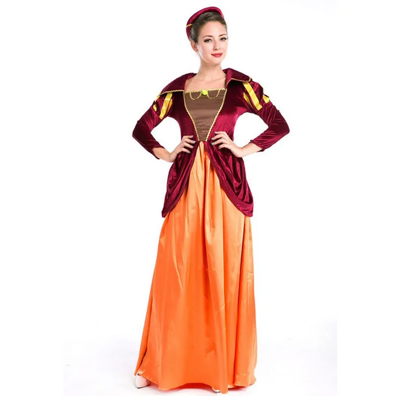 Женский костюм для косплея на Хэллоуин Европейский средневековый двор королева