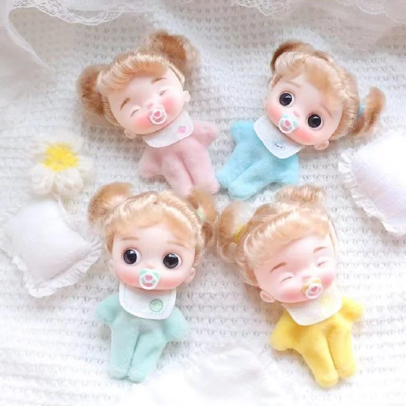 

Ob11 Doll 9cm Baby Ball-jointed Dolls for Girls Kawaii Toys Whole 1/12 BJD Doll Head+wig+clothes+body