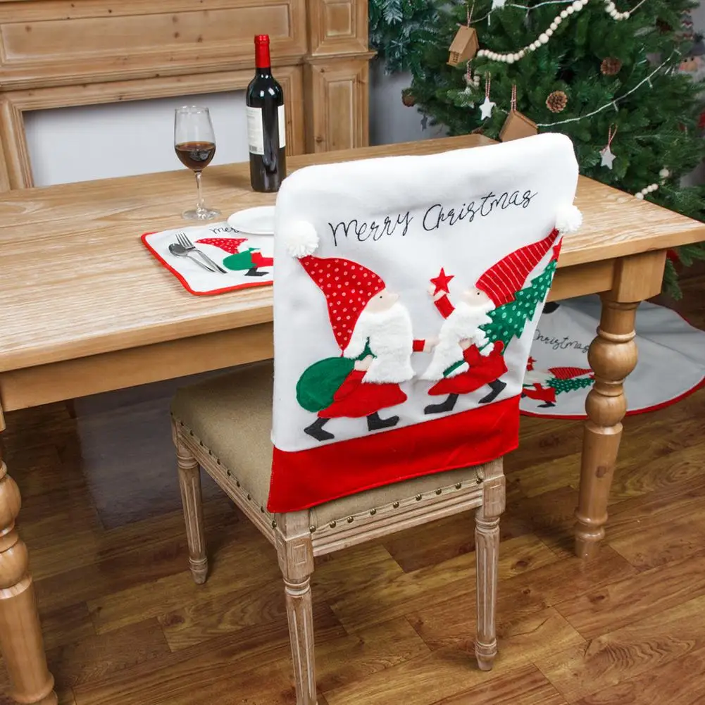 

Excellent Chair Back Cover Soft Touch Back Cover Letters Design Santa Clause Chair Back Cover Decoration