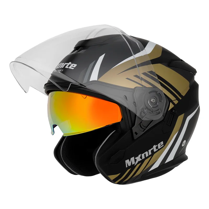 ECE одобренный Mxnrte Gatling черный золотой шлем для мужчин и женщин полушлем с двойными