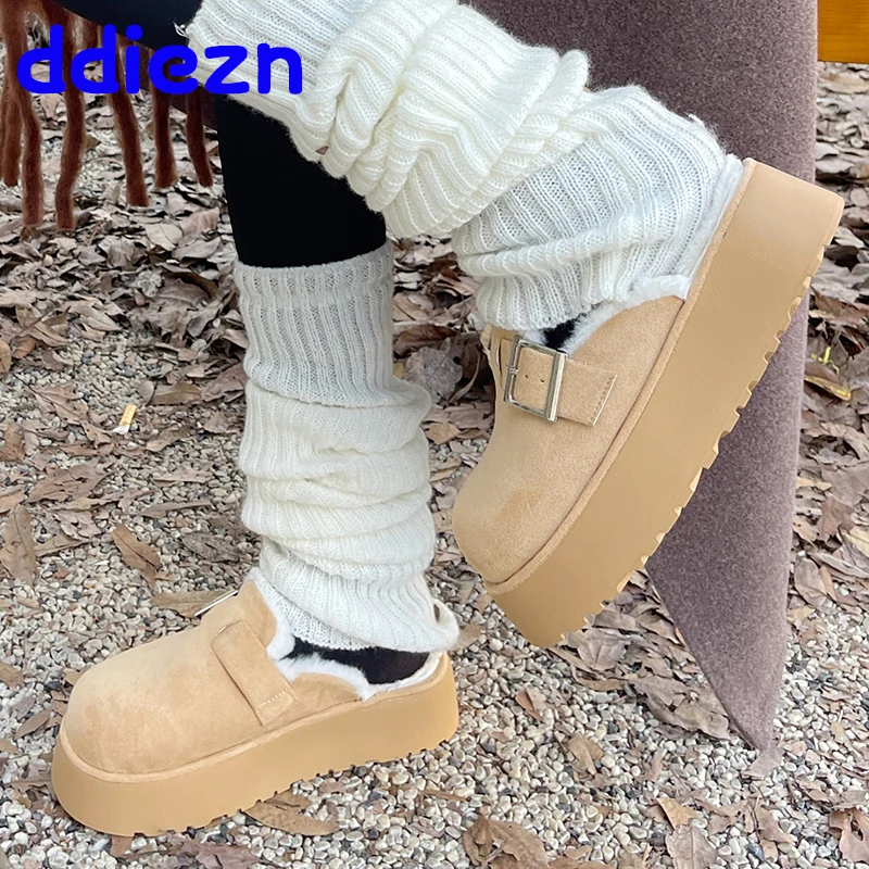

Plush Warm Ladies Fur Slides Slippers Sandals Shoes Fashion Female Round Toe Footwear Furry Slippers Flats Shoes For Women Mules