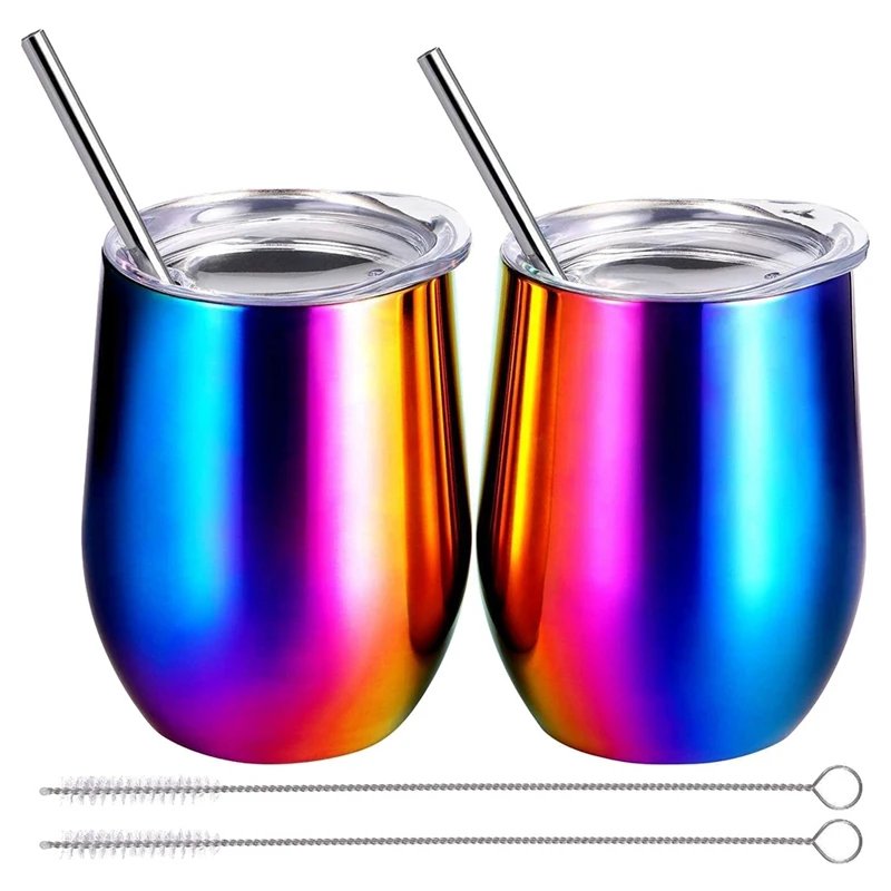12OZ Stainless Steel Wine Glass, Double Wall Wine Glass, Heat Insulation And Leak-Proof Wine Glass