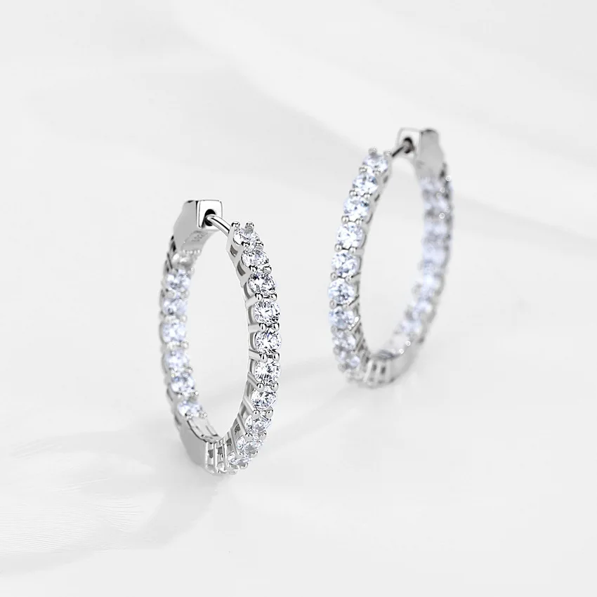 Boucles d'oreilles en argent Sterling 100% et Moissanite pour femmes, bijoux scintillants de luxe, cadeaux, 3mm, 925