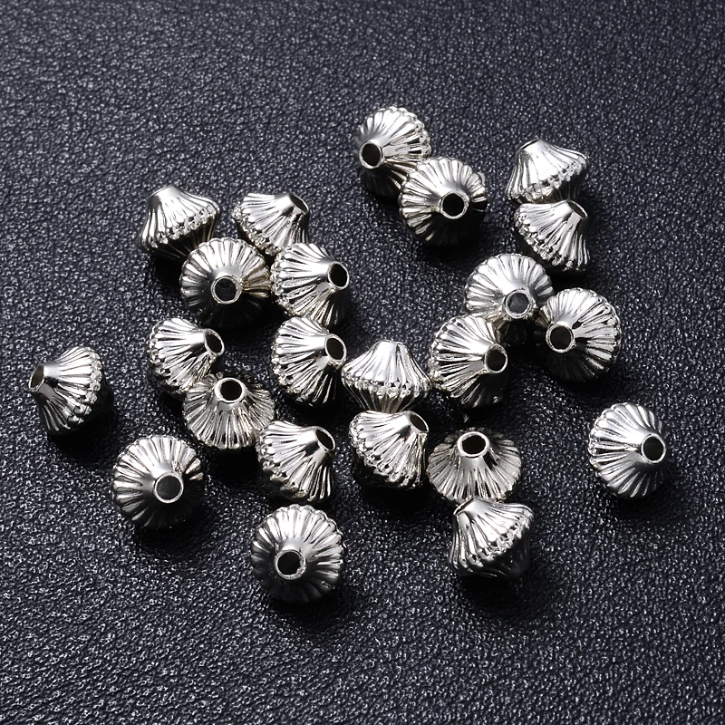 

100 шт., серебряные бусины 6x7 мм CCB