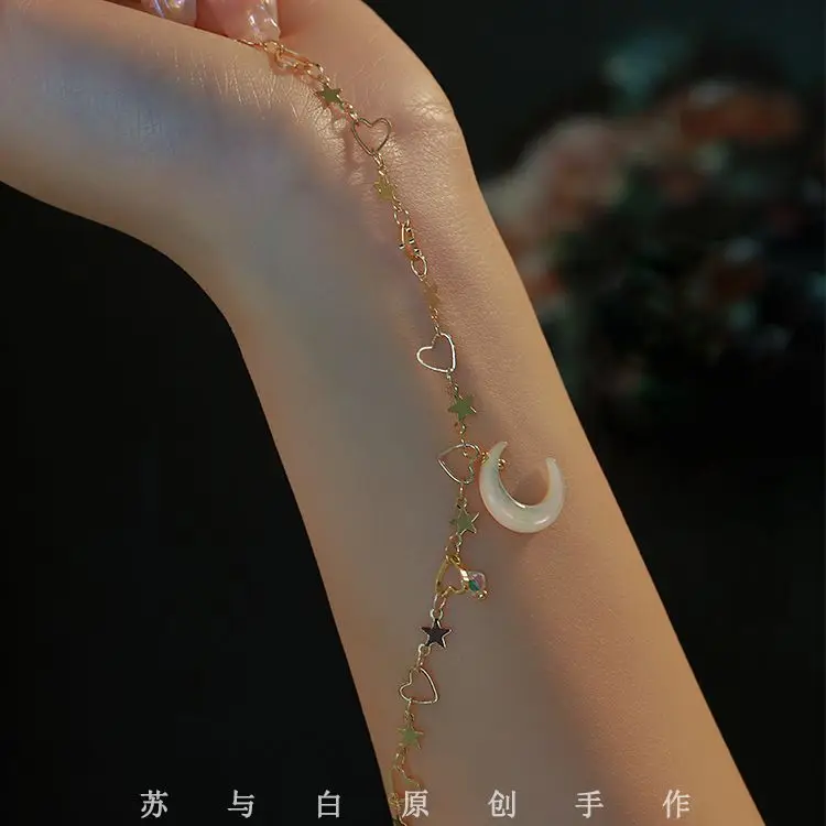 

Cang Lan Jue Cosplay Love Between Fairy And Devil Xiao Lanhua Golden Moon Adjustable Bracelet Accessories jewelry Bestie Gift