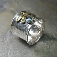 vintage jewelry women aquamarine dragonfly ring fashion party accessories