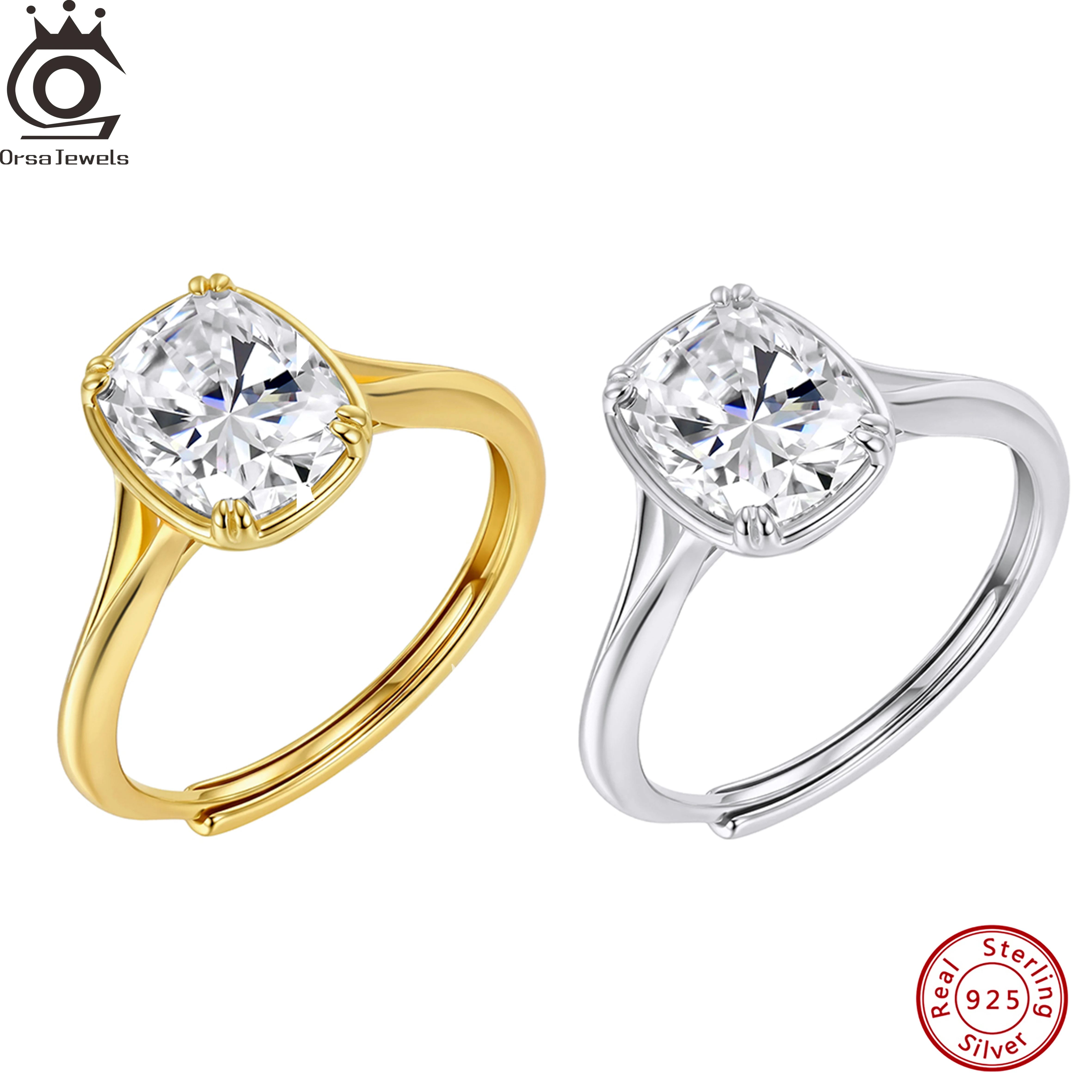 Фото Ювелирные изделия ORSA JEWELS, блестящее кольцо из стерлингового серебра 925 пробы с цветом D и VVS, кольцо с муассанитом и бриллиантами, ювелирные изделия для женщин, роскошное свадебное кольцо, подарок MOR17 №1