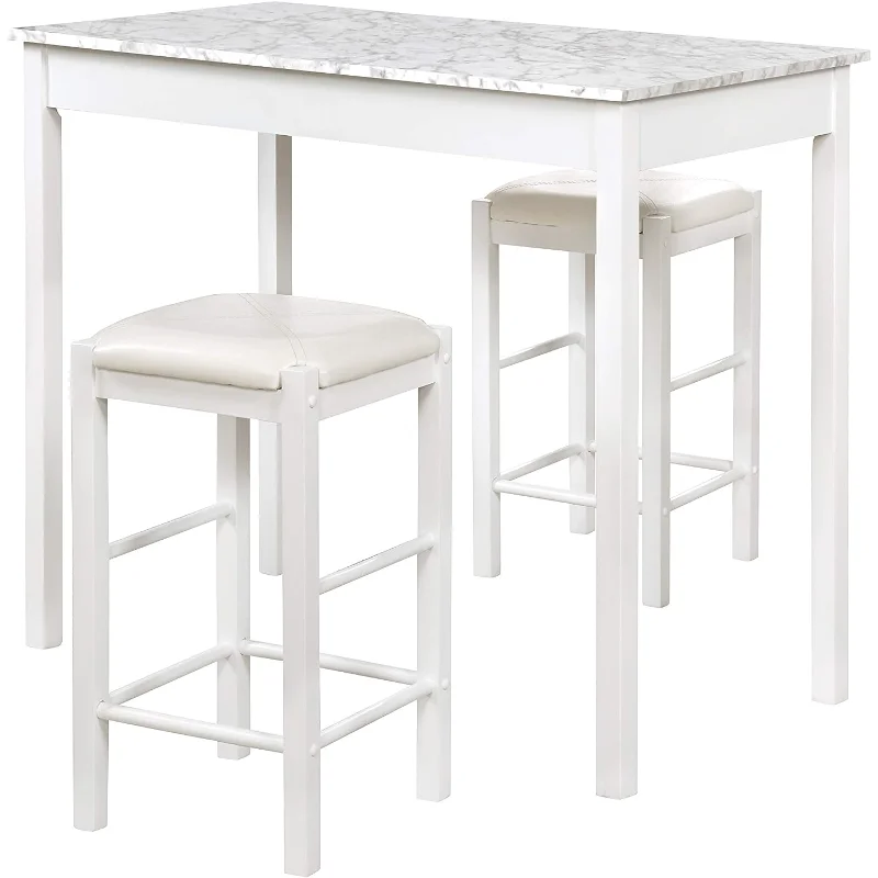 

Linon White 3 Piece Faux Marble Tavern Set