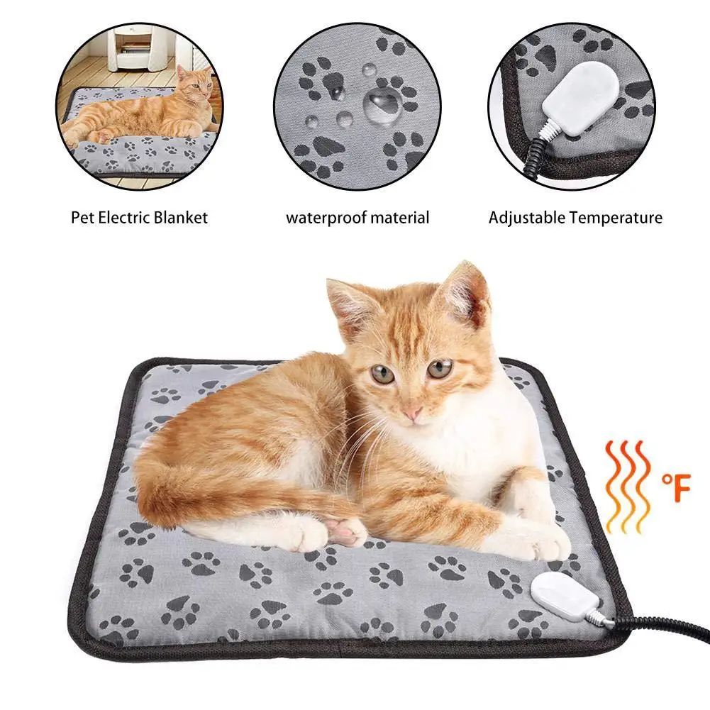 50x70cm Waterproof Pet Electric Heating Pad Blanket Bed Warm Safe Soft Mats Cat Dog Winter Warmer Home Office Chair Heated Mat