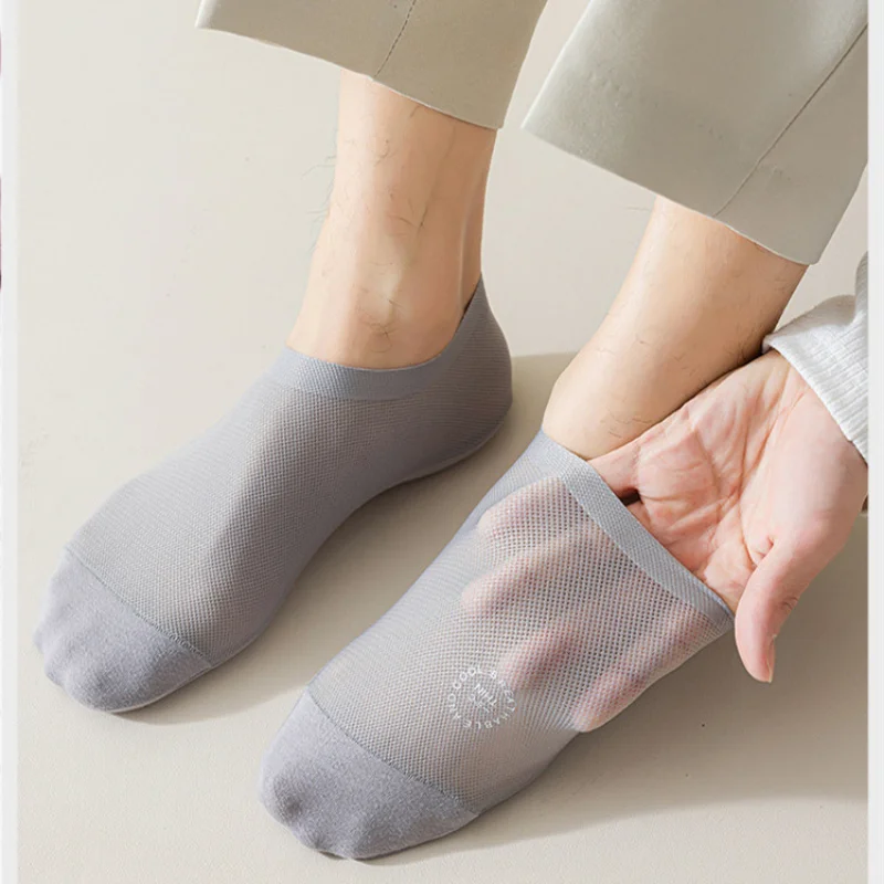 

Mens Socks Summer Ultra-thin Mesh Breathable Invisible No Show Sock Slippers Men Male Silicone Anti-slip Low Cut Boat Socks Sox