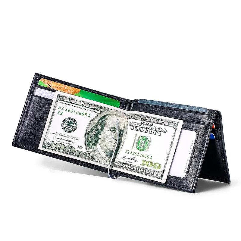 Mens Money Clip Wallet RFID Blocking Slim Front Pocket Wallets for Men Genuine Leather Minimalist Credit Card Holder Cash Clip