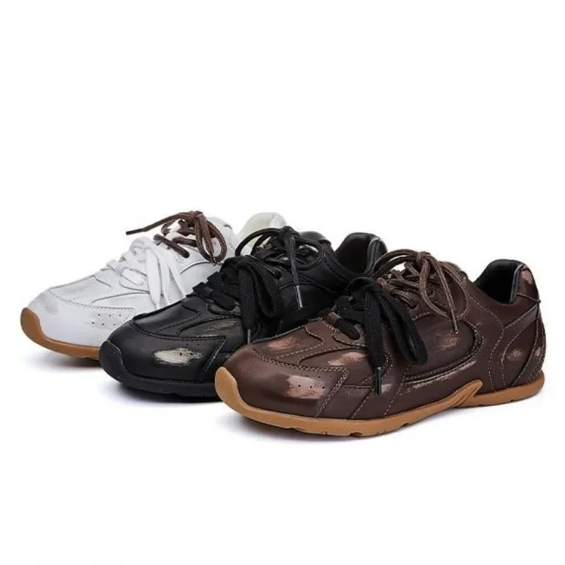 Женские немецкие тренировочные туфли из натуральной кожи новинка 2024 ретро