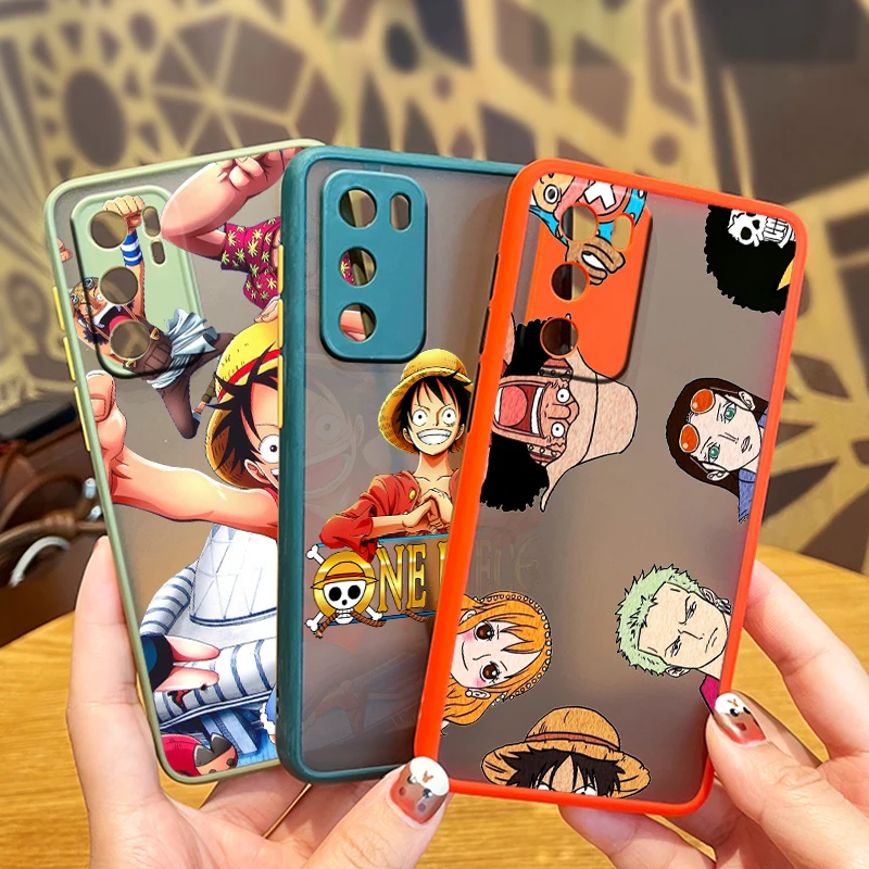 

Anime ONE PIECE Monkey D Luffy For Huawei P50 P40 P40 P30 P20 Mate 40 20 10 Nova 8 3i 2i Frosted Translucent Phone Case Fundas