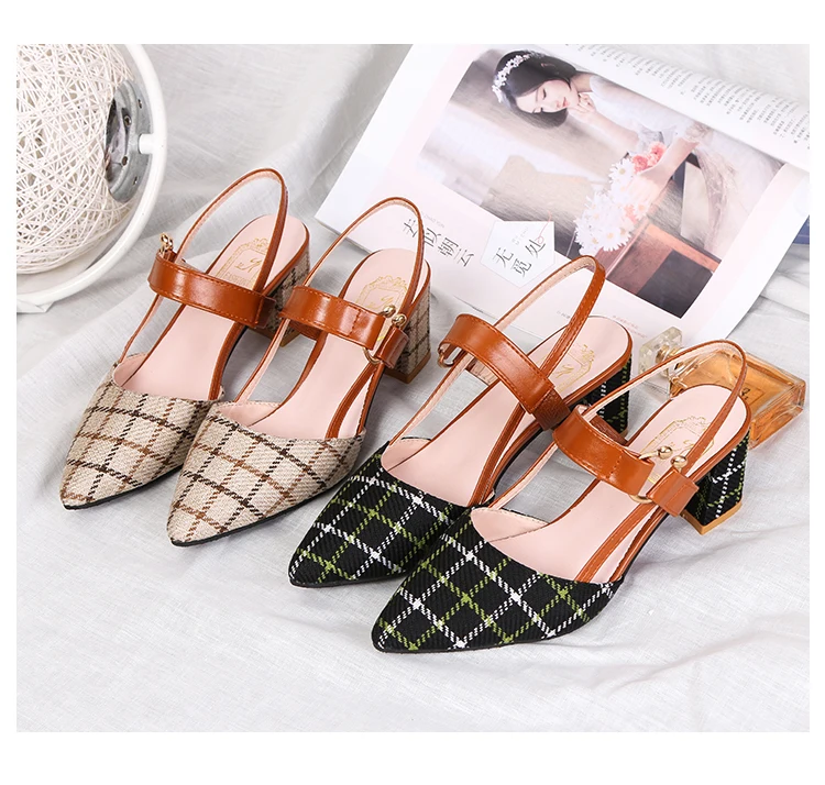 2022 Lady Shoes New Hollow Coarse Sandals High-heeled Shallow Mouth Pointed Pumps Work Women Female Sexy High Heels Mary Jane