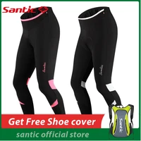 santic women cycling pants winter fleece 4d cushion pad reflective bike thermal pants cycling pants asian size