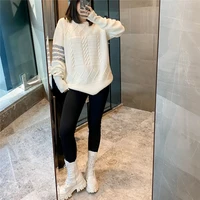 autumn and winter new tb twist retro round neck wool sweater loose and thin college wind sweater ing tide