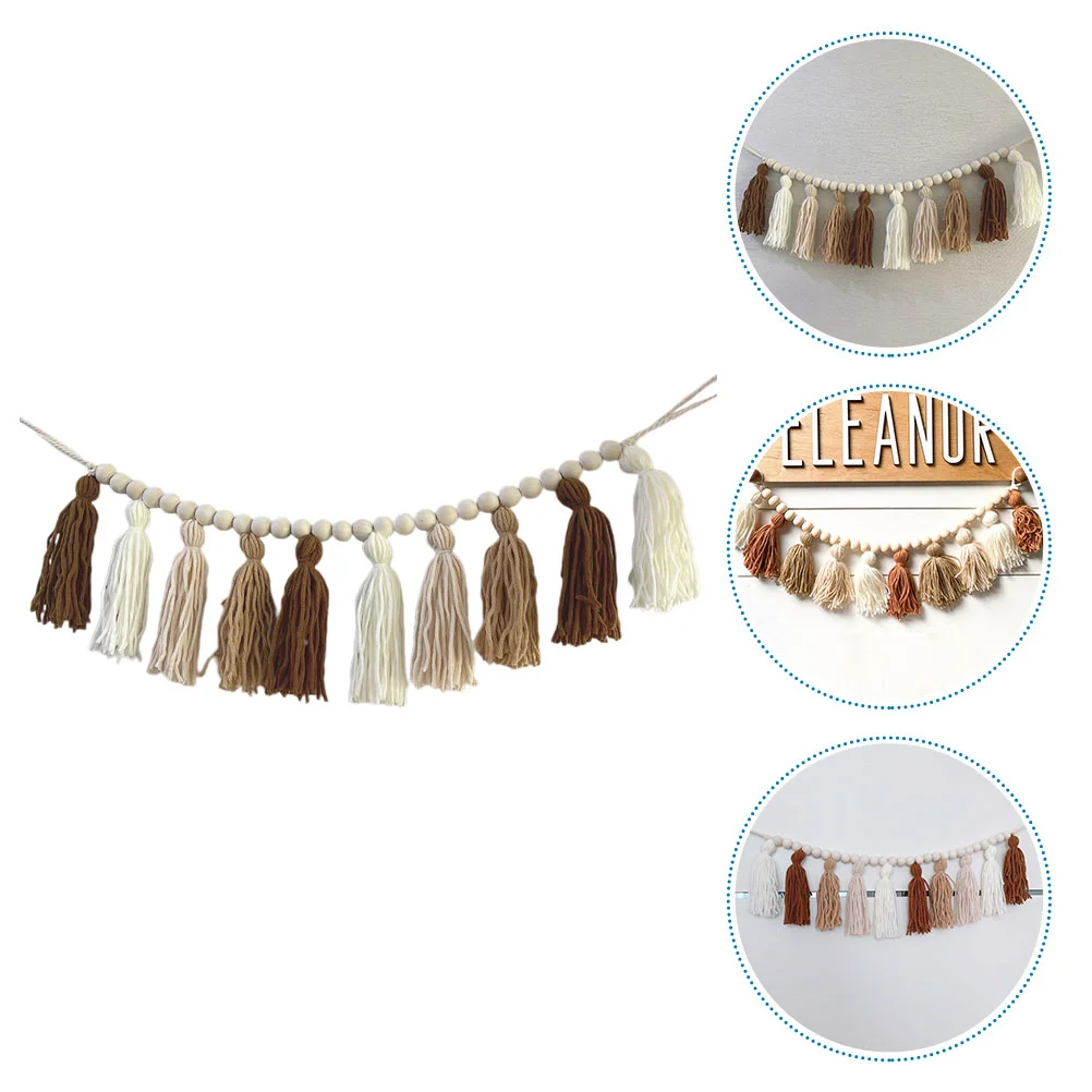 

Tassel Garland Pom Hanging Wall Wood Banner Decor Bead Beads Fall Fringe Beaded Garlands Decorative Macrame Banners Tissue