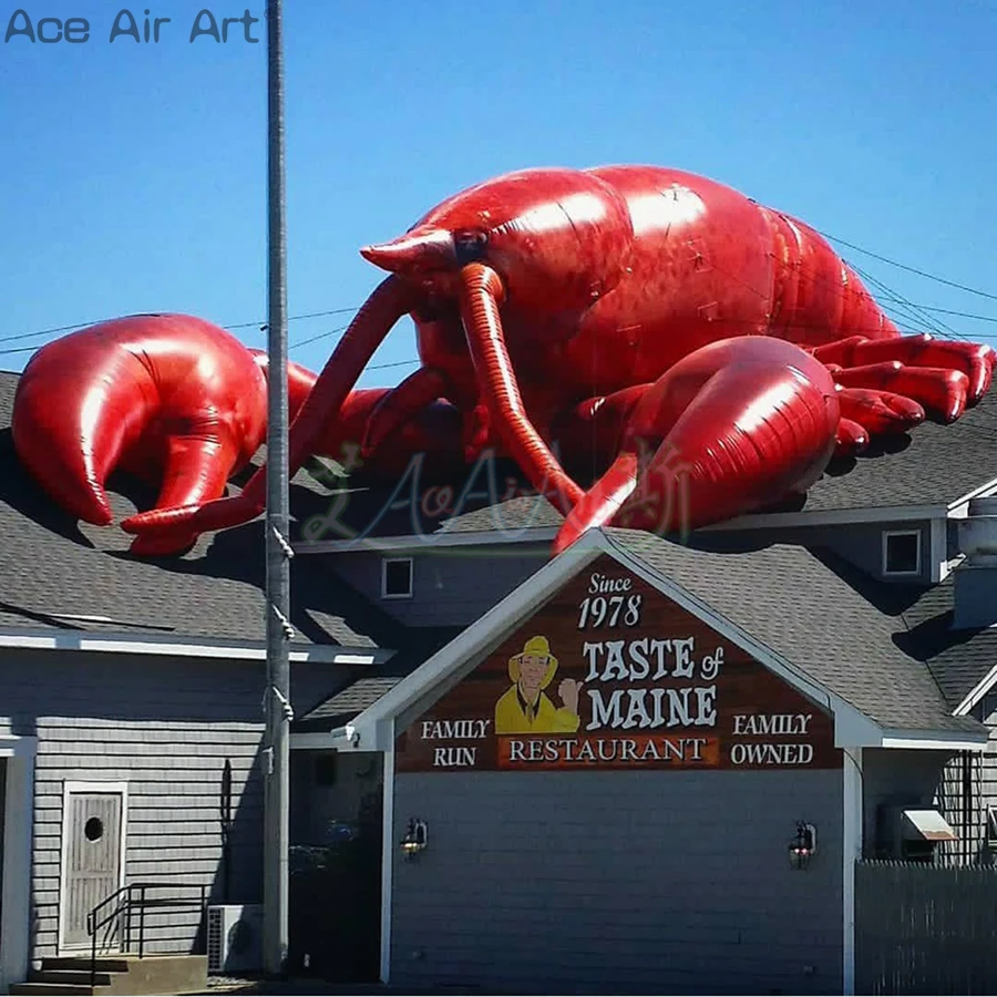 

Outdoor Inflatable Lobster Restaurant Roof Decoration Red Seafood Model for Advertising in USA