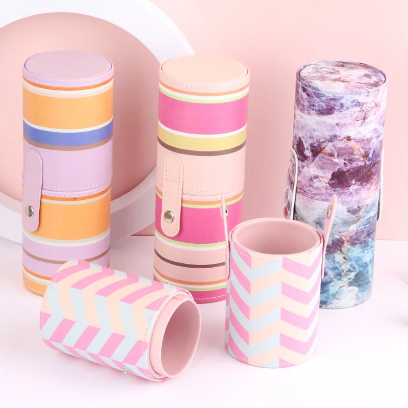 

1pc Leather Makeup Brush Pen Storage Empty Holder Cosmetic Cup Case Box Makeup Brush Holder Bag Brushes Organizer Make Up Tools